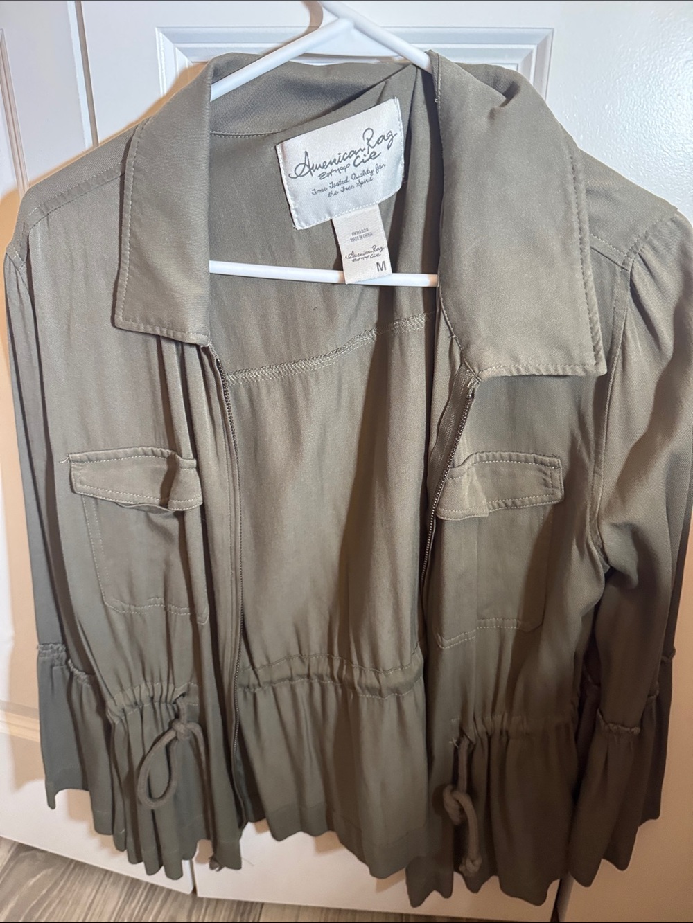 American Rag Olive Green Drawstring Waist Utility Jacket